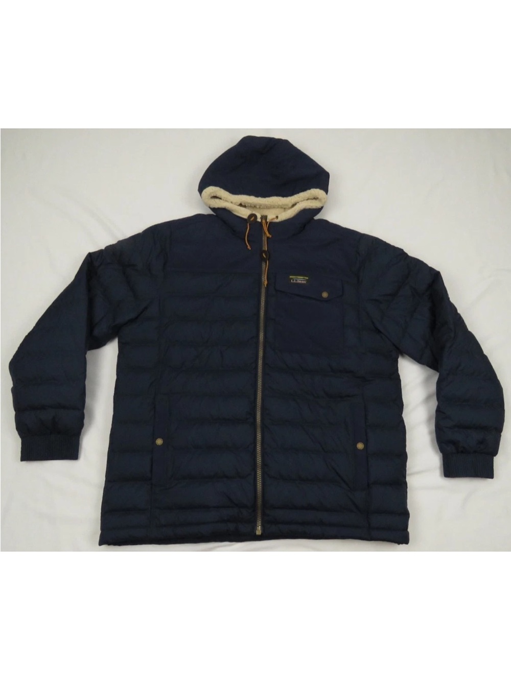 LL Bean Down Sherpa Lined Mountain Classic Hooded Full Zip Puffer Coat Jacket XL